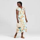 Women's Plus Size Floral Print Short Sleeve Maxi Dress - Xhilaration Blue X