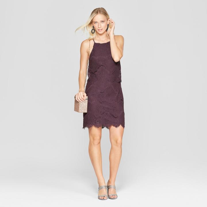 Women's Strappy Allover Lace Dress - Xhilaration Purple
