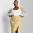 Women's Plus Size Floral Print High-rise Side Slit Skirt - Wild Fable Beige