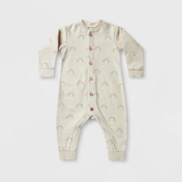 Q By Quincy Mae Baby Rainbow Fleece Jumpsuit - Ivory