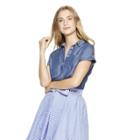 Women's Short Sleeve Chambray Popover Shirt - Blue L - Vineyard Vines For Target