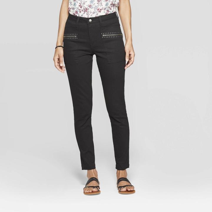 Women's Mid-rise Straight Fit Fashion Pants - Knox Rose Black