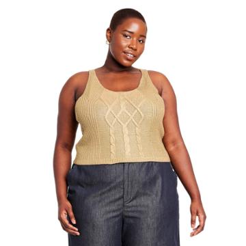 Women's Plus Size Cable Knit Sweater Tank - Kika Vargas X Target Gold