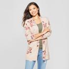 Women's Floral Print Long Sleeve Open Layering Sweater - Knox Rose Pink