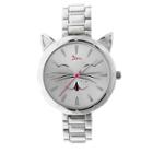 Women's Boum Miaou Cat Accent Stainless Steel Bracelet Watch-silver,
