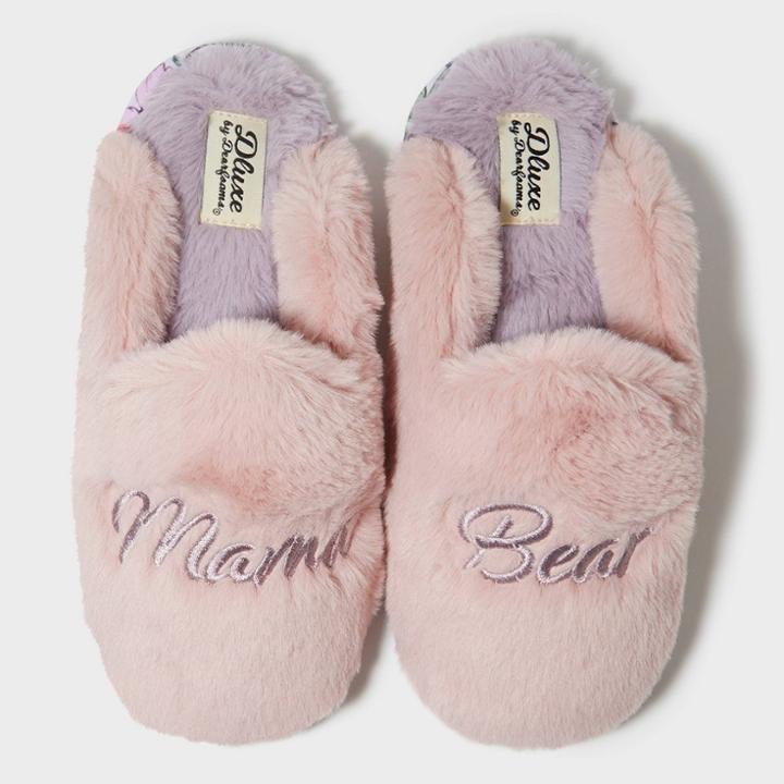 Women's Dluxe By Dearfoams Mama Bear Slippers - Pink