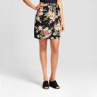 Women's Floral Print Wrap Mini Skirt - Xhilaration Black