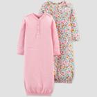 Baby Girls' 2pk Striped And Floral Print Nightgown - Just One You Made By Carter's Pink/white