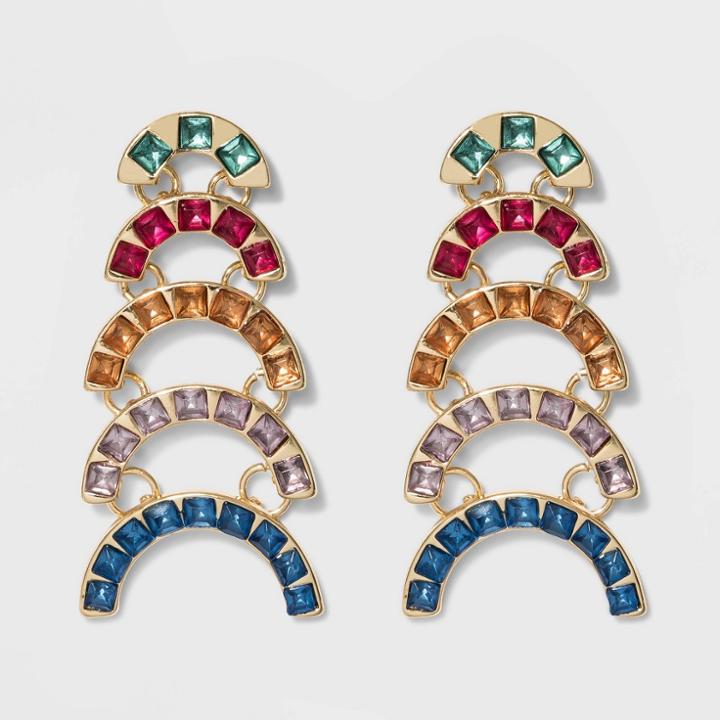 Sugarfix By Baublebar Colorful Crystal Drop Earrings - Rainbow, Women's