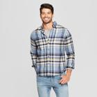 Men's Plaid Standard Fit Long Sleeve Pocket Flannel Button-down Shirt - Goodfellow & Co Alaskan Blue