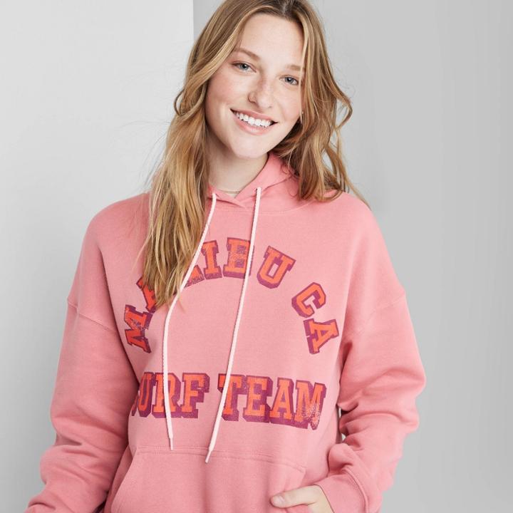 Women's Ascot + Hart Malibu Surf Team Graphic Hooded Sweatshirt - Pink