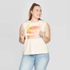Women's Coca-cola Plus Size Sleeveless Graphic Hoodie (juniors') - Off White