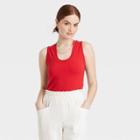 Women's U-neck Slim Fit Tank Top - A New Day Red