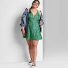 Women's Plus Size Sleeveless Open Back Jacquard Skater Dress - Wild Fable Jade Floral 1x, Green Floral