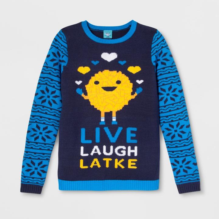 30 Watt Women's Live Laugh Latke Sweater - Norther Pole (juniors') Blue Xs,