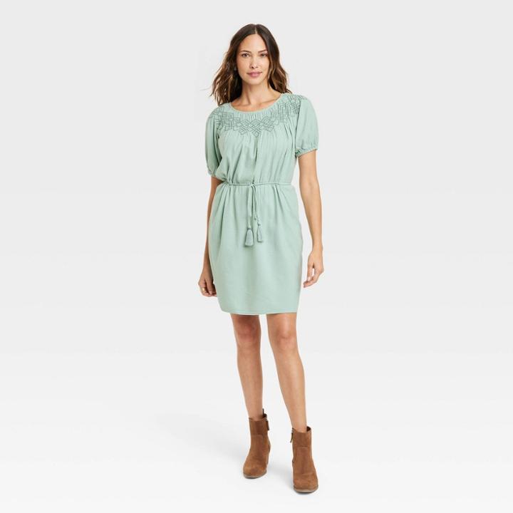 Women's Puff Short Sleeve Smocked Dress - Knox Rose