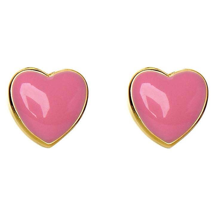 Target Ellen 18k Gold Overlay Enamel Heart Stud Earrings - Pink, Girl's