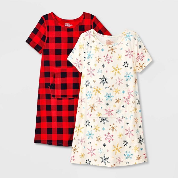Girls' Adaptive 2pk Short Sleeve Dress - Cat & Jack Red/cream