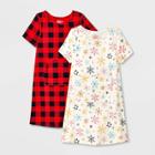 Girls' Adaptive 2pk Short Sleeve Dress - Cat & Jack Red/cream