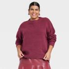 Women's Plus Size Crewneck Pullover Sweater - Ava & Viv Burgundy X, Red