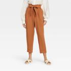 Women's High-rise Paperbag Ankle Pants - A New Day Brown