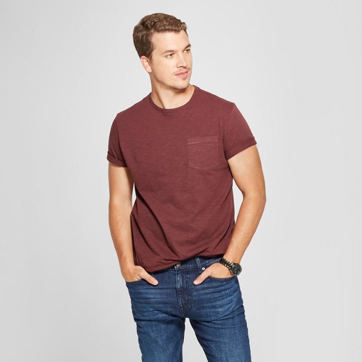 Men's Standard Fit Short Sleeve Pocket Crew Neck T-shirt - Goodfellow & Co Berry Cobbler