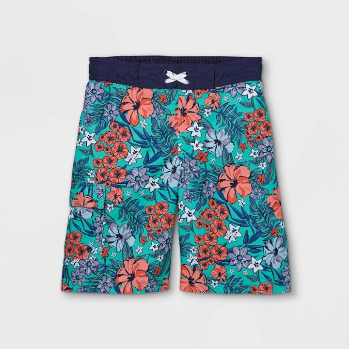 Boys' Floral Print Swim Trunks - Cat & Jack Orange