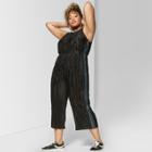 Women's Plus Size Sleeveless Bodre Jumpsuit With Lurex Tape - Wild Fable Black