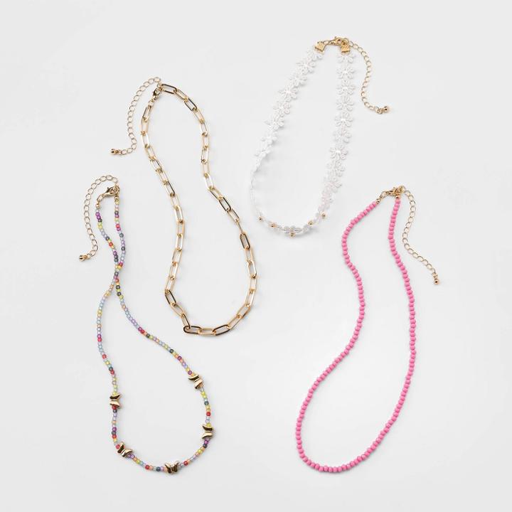 Girls' 4pk Necklace Set - Art Class Gold
