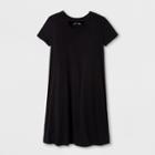 Girls' Short Sleeve Open Neck Dress - Art Class Black L,