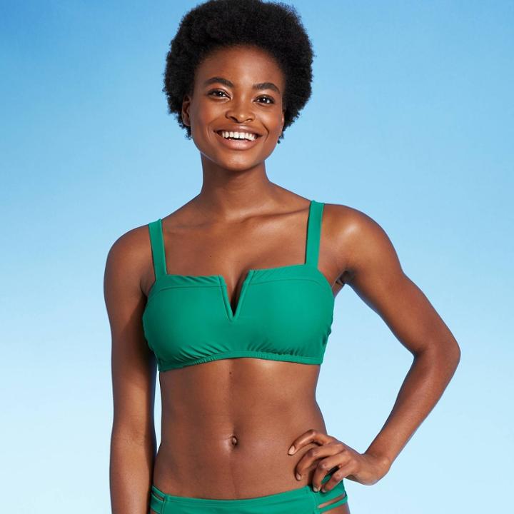 Women's V-wire Bralette Bikini Top - Shade & Shore Green Jewel D/dd Cup
