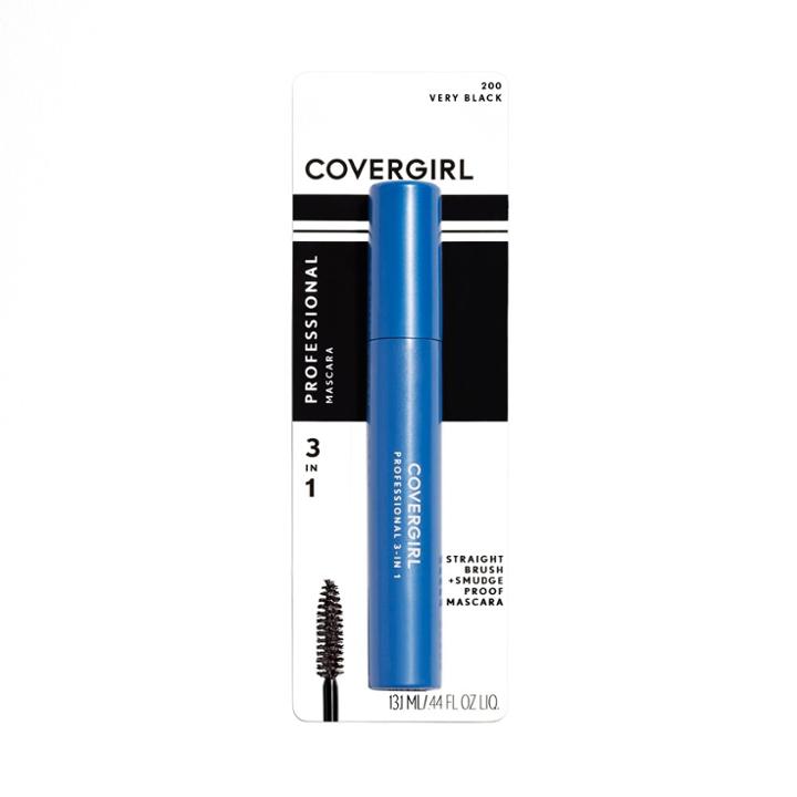 Covergirl Professional 3-in-1 Straight Brush Mascara 200 Very Black .3 Fl Oz, Very Black