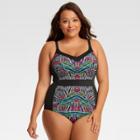 Beach Betty By Miracle Brands Women's Plus Size Slimming Control Tribal One Piece Swimsuit - Black 1x,