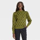 Women's Polka Dot Mock Turtleneck Pullover Sweater - Who What Wear Green