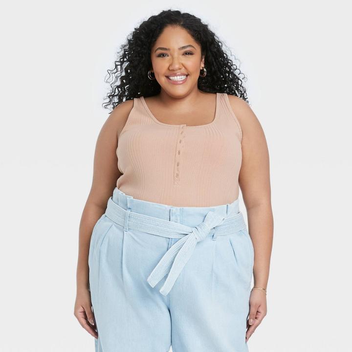 Women's Plus Size Tank Top - A New Day Brown
