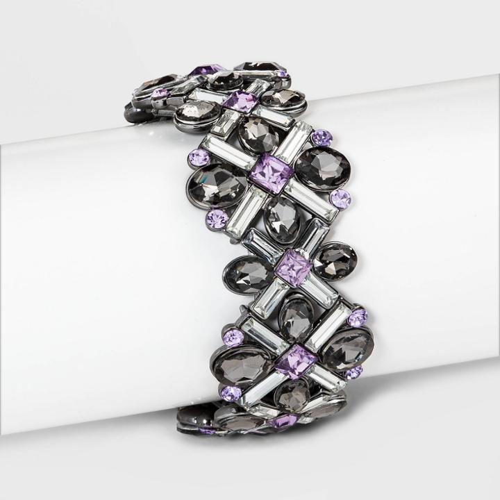 Pattern Crystal Stretch Bracelet - A New Day Black, Women's