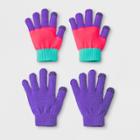 Girls' 3pk Solid Magic Gloves - Cat & Jack Purple/green/pink
