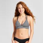 Mossimo Women's Midkini Bralette Bikini Top - Black/white Stripe -