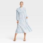 Women's Ruffle Long Sleeve Dress - Who What Wear Cream Zebra Striped Xs, Ivory Zebra