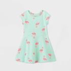 Petitetoddler Girls' Short Sleeve Flamingo Knit Dress - Cat & Jack Aqua 12m, Toddler Girl's, Green
