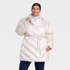 Women's Plus Size Puffer Jacket - Ava & Viv Cream
