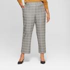 Women's Plus Size Plaid Split Back Relaxed Ankle Trouser - Who What Wear Blue/cream 14w,