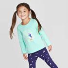 Toddler Girls' Long Sleeve 'penguin' T-shirt - Cat & Jack Mint 12m, Girl's, Green
