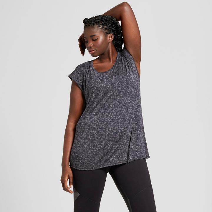 Women's Plus Size Knot Front Muscle Tank - Joylab Charcoal Heather 4x, Charcoal Grey Heather