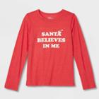 Kids' Adaptive Long Sleeve 'santa Believes In Me' Graphic T-shirt - Cat & Jack Red