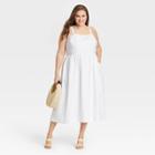 Women's Plus Size Sleeveless Sundress - A New Day White