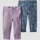 Baby 2pk Organic Cotton Floral Pants - Little Planet By Carter's Blue/pink