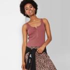 Target Women's Pointelle Round Neck Snap Placket Tank Top - Wild Fable Burgundy/brown M, Burgundy Brown
