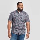 Men's Tall Standard Fit Floral Print Short Sleeve Poplin Button-down Shirt - Goodfellow & Co Blue