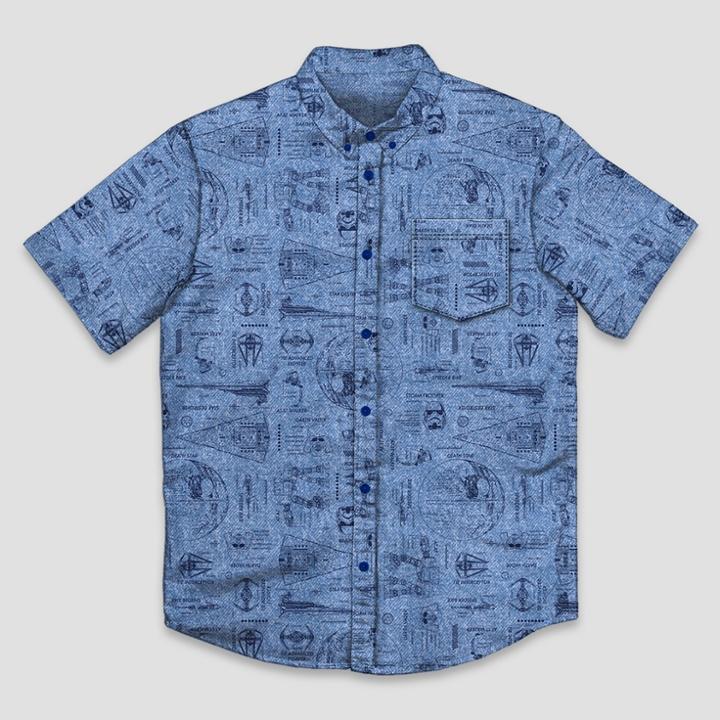 Men's Star Wars Short Sleeve Button-down Shirt - Blue